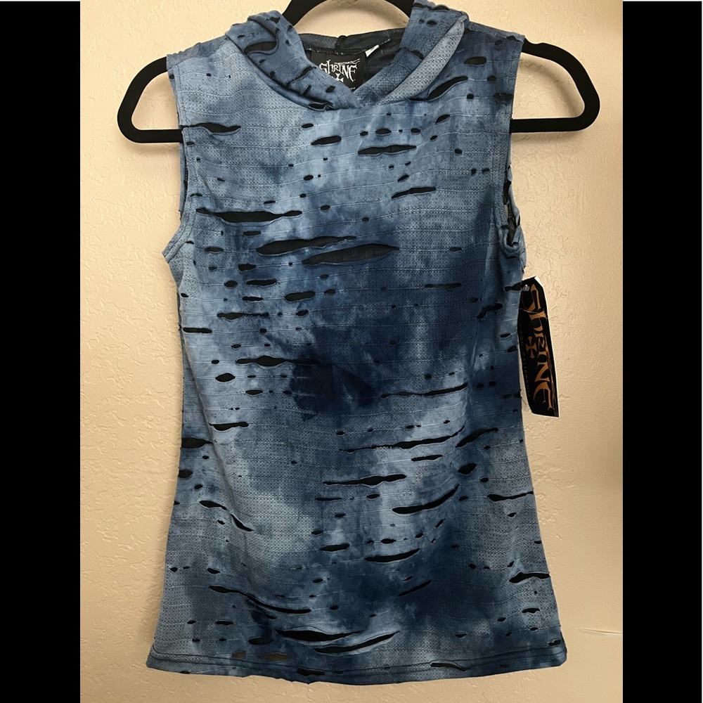 Shrine Men's Gothic Punk Rocker Sleeveless Blue